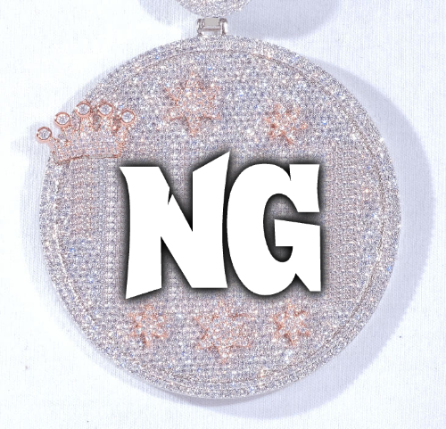CUSTOM LETTER NECKLACE 3D BIG CROWN DISC