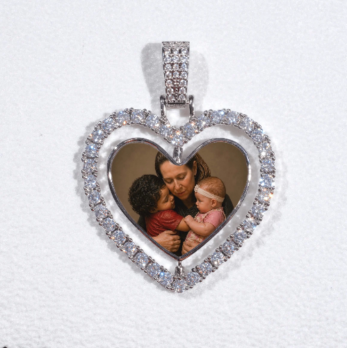 3D Spinning 2-Faced Heart Custom Picture Pendant