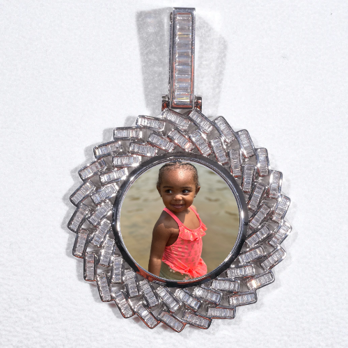 Large 3D Baguette Custom Picture Pendant