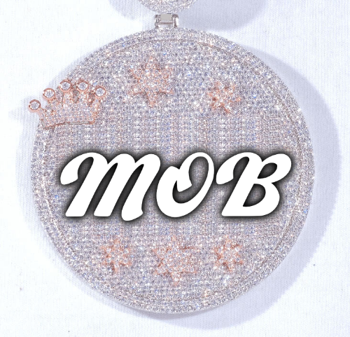 CUSTOM LETTER NECKLACE 3D BIG CROWN DISC