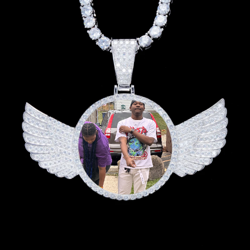 925S & VVS Moissanite 3D Wing Custom Picture Pendant