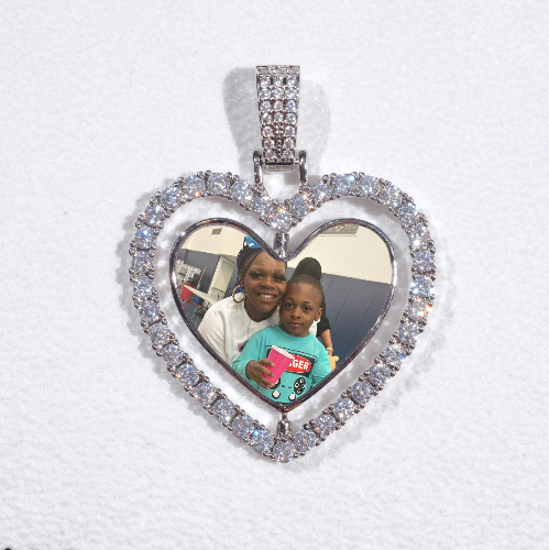 3D Spinning 2-Faced Heart Custom Picture Pendant