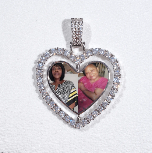 3D Spinning 2-Faced Heart Custom Picture Pendant
