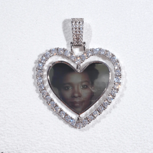 3D Spinning 2-Faced Heart Custom Picture Pendant