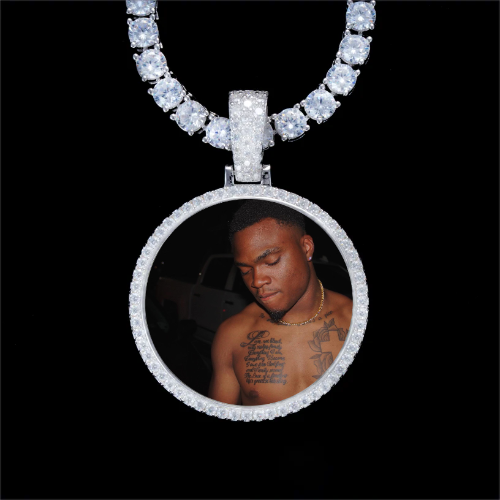 925S & VVS Moissanite 3D Circle Custom Picture Pendant