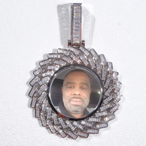 Large 3D Baguette Custom Picture Pendant
