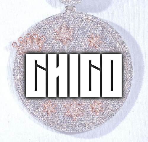 CUSTOM LETTER NECKLACE 3D BIG CROWN DISC