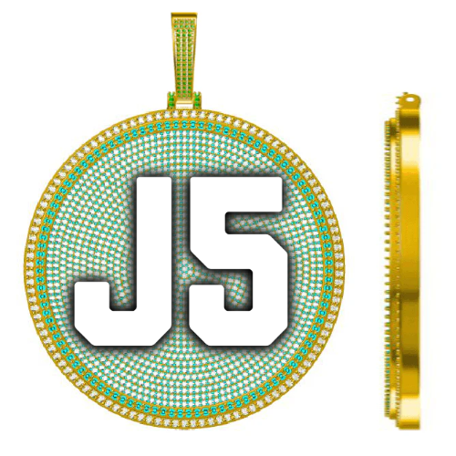 CUSTOM LETTER NECKLACE 3D BIG DISC