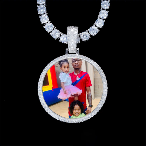 925S & VVS Moissanite 3D Circle Custom Picture Pendant