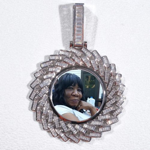 Large 3D Baguette Custom Picture Pendant