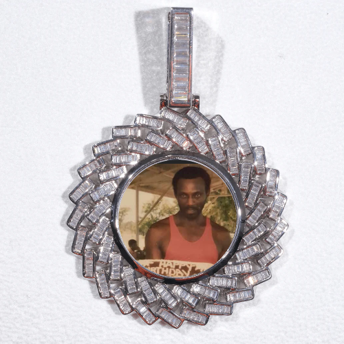 Large 3D Baguette Custom Picture Pendant