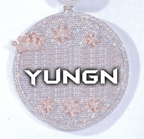 CUSTOM LETTER NECKLACE 3D BIG CROWN DISC