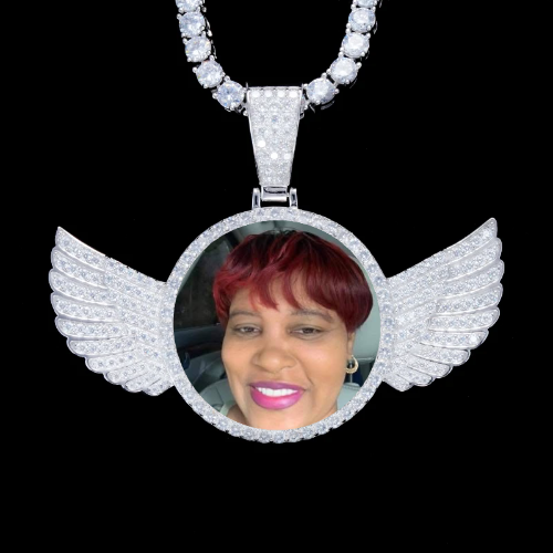 925S & VVS Moissanite 3D Wing Custom Picture Pendant