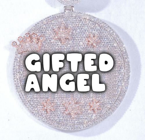 CUSTOM LETTER NECKLACE 3D BIG CROWN DISC