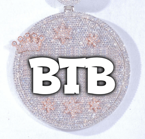 CUSTOM LETTER NECKLACE 3D BIG CROWN DISC