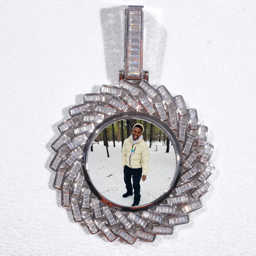 Large 3D Baguette Custom Picture Pendant