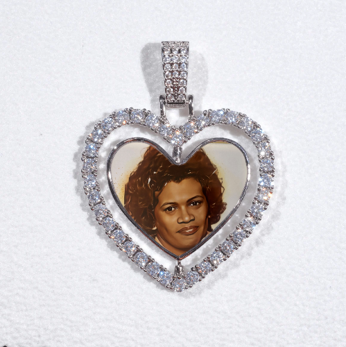 3D Spinning 2-Faced Heart Custom Picture Pendant