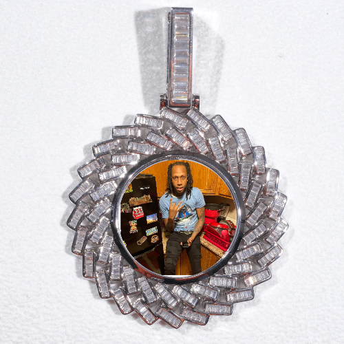 Large 3D Baguette Custom Picture Pendant