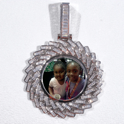 Large 3D Baguette Custom Picture Pendant