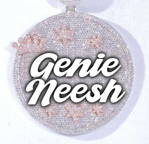 CUSTOM LETTER NECKLACE 3D BIG CROWN DISC