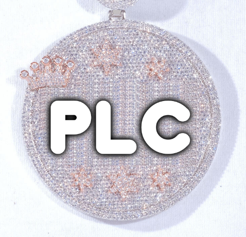 CUSTOM LETTER NECKLACE 3D BIG CROWN DISC