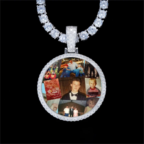 925S & VVS Moissanite 3D Circle Custom Picture Pendant