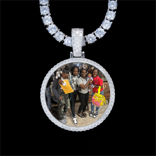 925S & VVS Moissanite 3D Circle Custom Picture Pendant