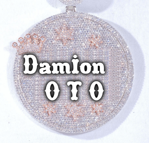 CUSTOM LETTER NECKLACE 3D BIG CROWN DISC