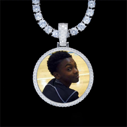 925S & VVS Moissanite 3D Circle Custom Picture Pendant