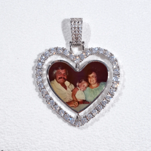 3D Spinning 2-Faced Heart Custom Picture Pendant