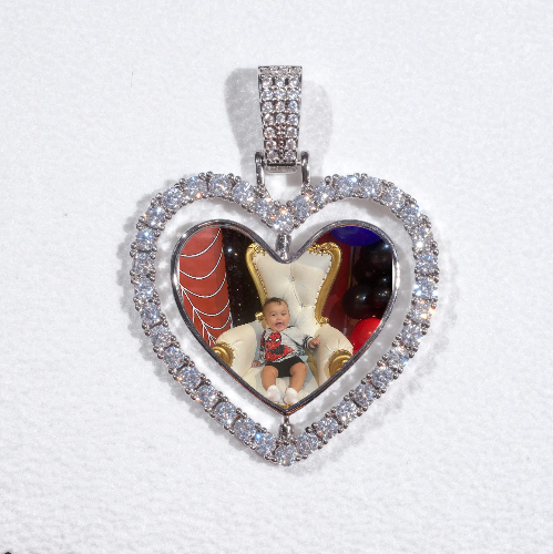 3D Spinning 2-Faced Heart Custom Picture Pendant