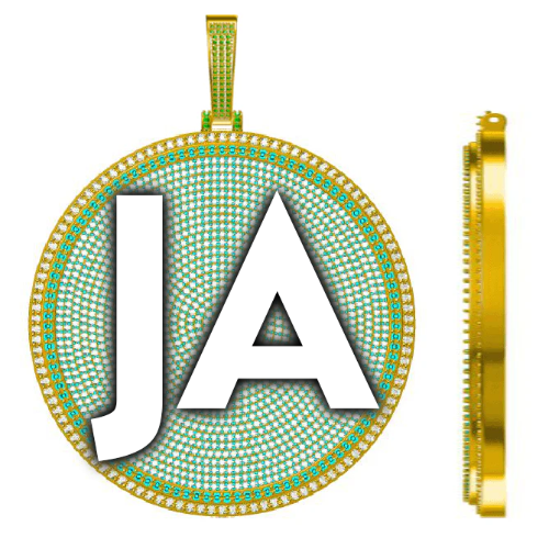 CUSTOM LETTER NECKLACE 3D BIG DISC