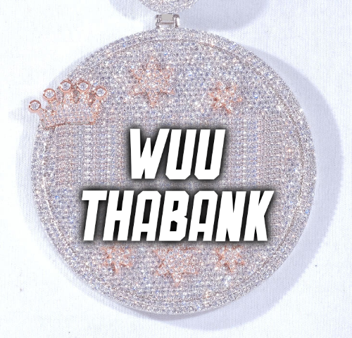 CUSTOM LETTER NECKLACE 3D BIG CROWN DISC