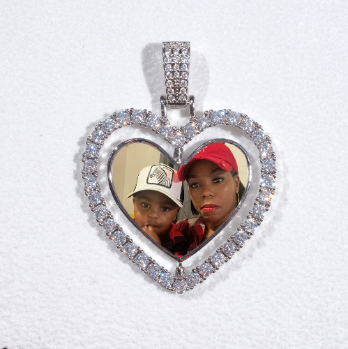 3D Spinning 2-Faced Heart Custom Picture Pendant