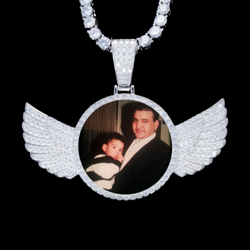 925S & VVS Moissanite 3D Wing Custom Picture Pendant