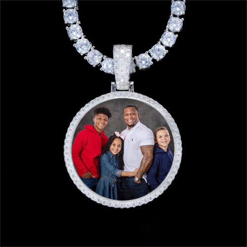 925S & VVS Moissanite 3D Circle Custom Picture Pendant