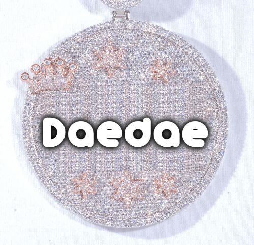 CUSTOM LETTER NECKLACE 3D BIG CROWN DISC