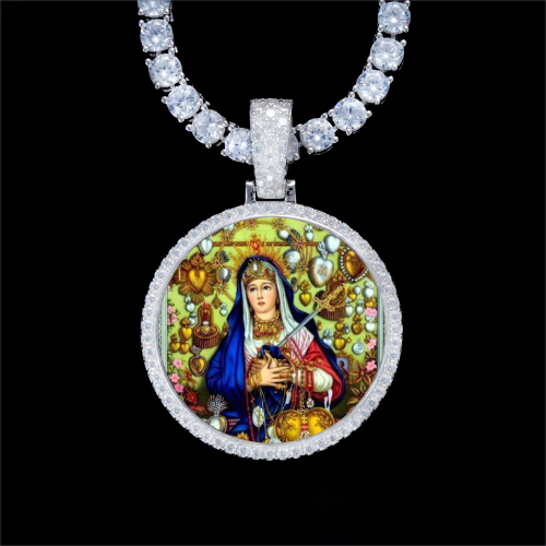 925S & VVS Moissanite 3D Circle Custom Picture Pendant