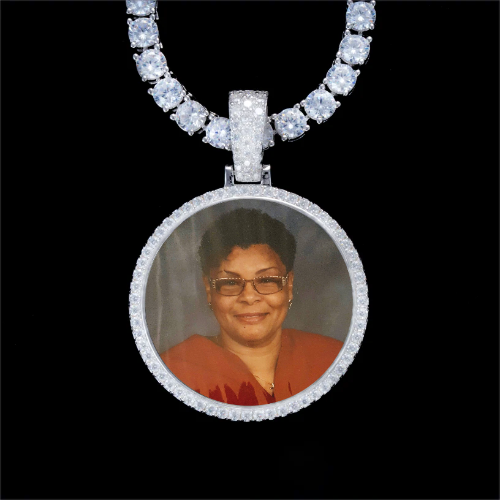925S & VVS Moissanite 3D Circle Custom Picture Pendant