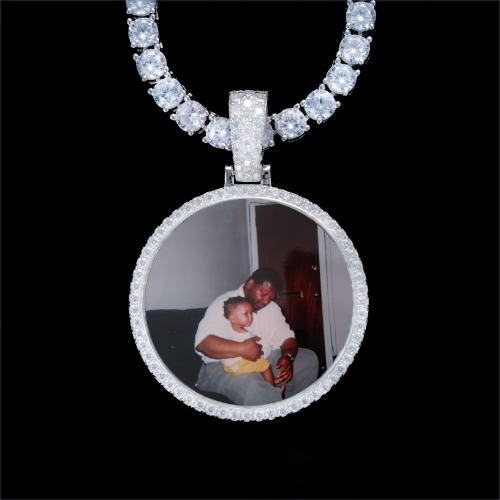 925S & VVS Moissanite 3D Circle Custom Picture Pendant