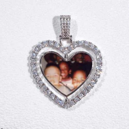 3D Spinning 2-Faced Heart Custom Picture Pendant