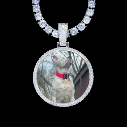 925S & VVS Moissanite 3D Circle Custom Picture Pendant