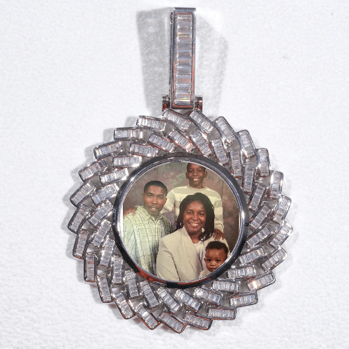 Large 3D Baguette Custom Picture Pendant
