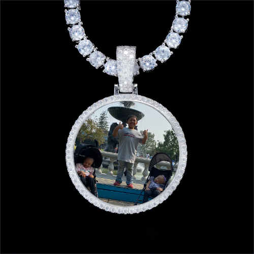 925S & VVS Moissanite 3D Circle Custom Picture Pendant
