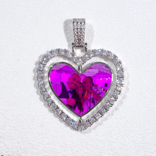3D Spinning 2-Faced Heart Custom Picture Pendant