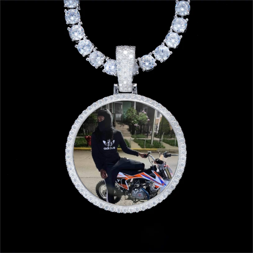 925S & VVS Moissanite 3D Circle Custom Picture Pendant
