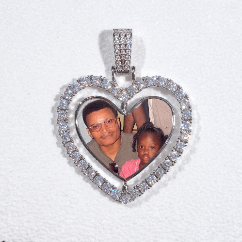3D Spinning 2-Faced Heart Custom Picture Pendant
