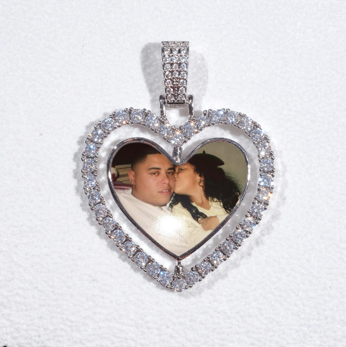 3D Spinning 2-Faced Heart Custom Picture Pendant