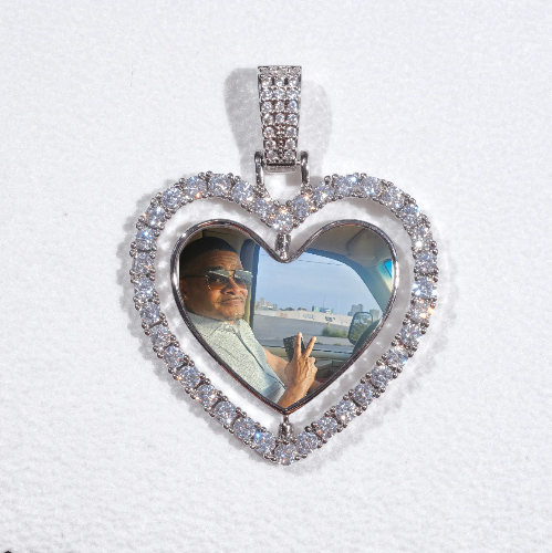 3D Spinning 2-Faced Heart Custom Picture Pendant
