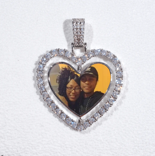 3D Spinning 2-Faced Heart Custom Picture Pendant